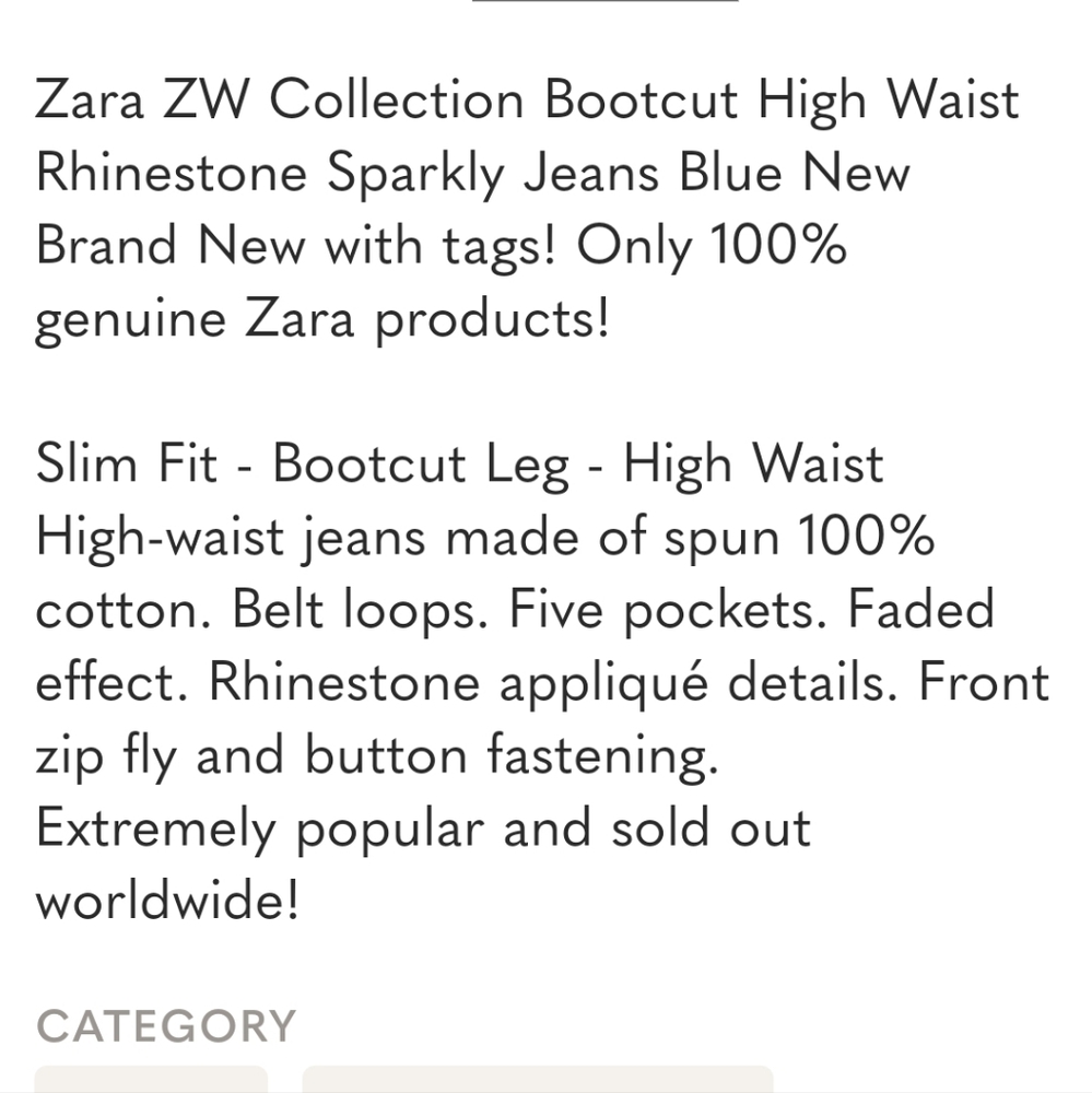 RHINESTONES HIGH RISE BOOTCUT JEANS 💙💙💙 ZARA ZW COLLECTION - Picture 11 of 11